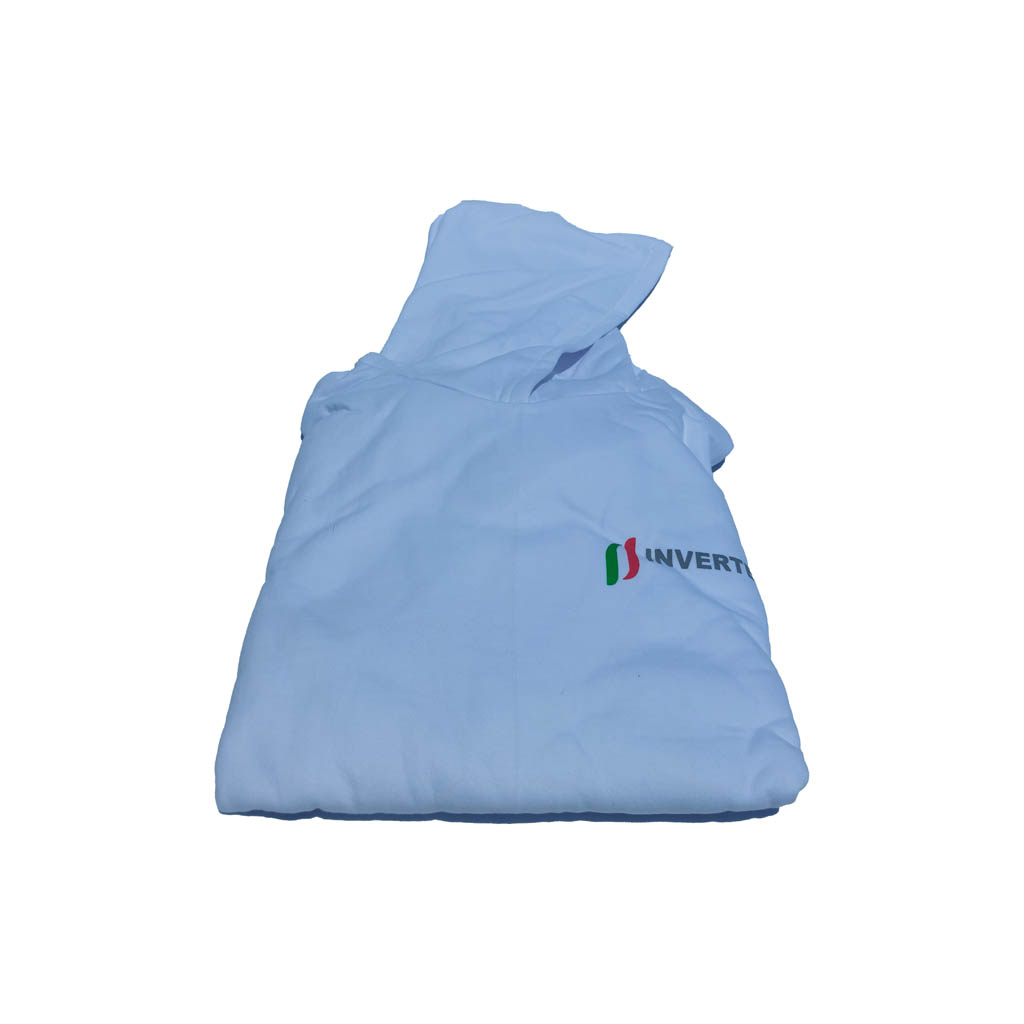 Vista poleron personalizado con logo institucional para personal que manipula alimentos